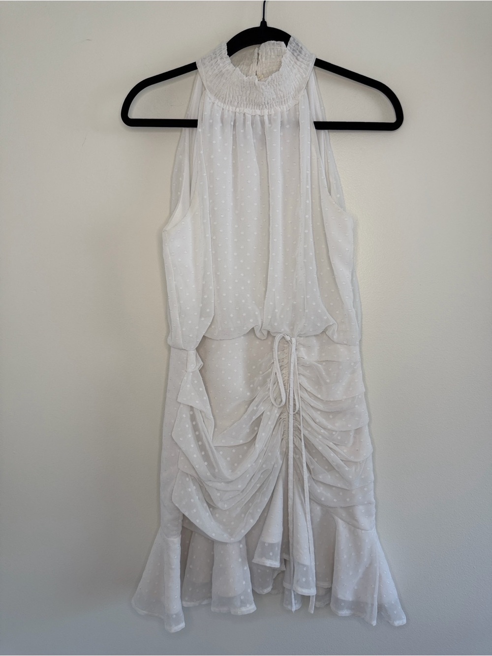 Two Sisters Label Pip Mini Dress White High Neck Polka Dots Bridal size US 8